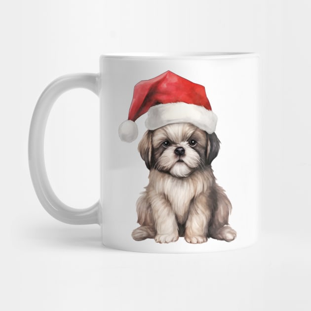 Shih Tzu Dog in Santa Hat by Chromatic Fusion Studio